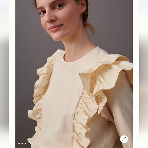 🇺🇸 Anthropologie NWTs Karina Ruffled Sweatshirt - Picture 4 of 13